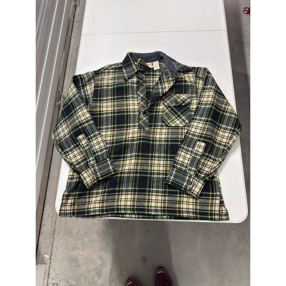 L.L. Bean Other - Vintage LL Bean Flannel Popover Mens large Plaid Excellent Wool Shirt Jacket